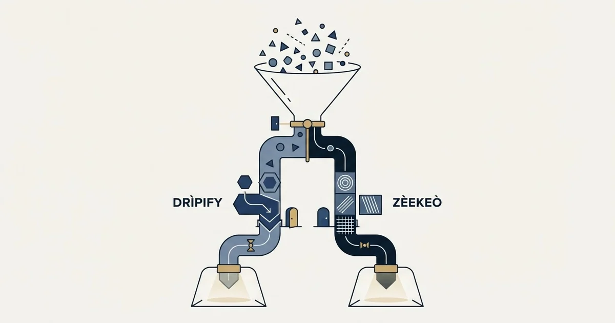 Editorial illustration for Dripify vs Zeekeo