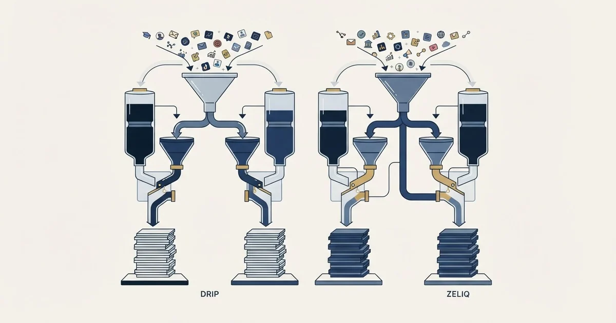 Editorial illustration for Dripify vs Zeliq