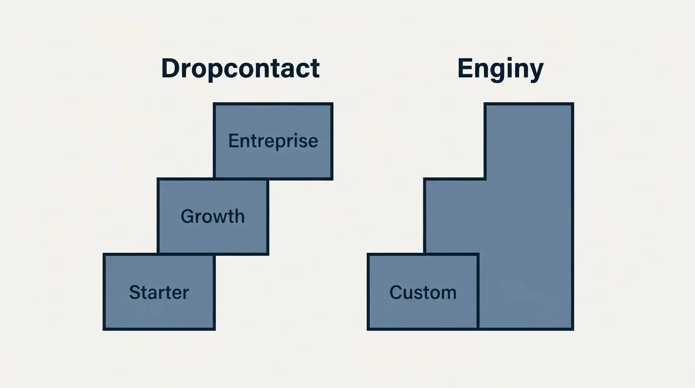 Pricing ladder: Pricing Comparison (Dropcontact, Enginy, Starter, Custom)