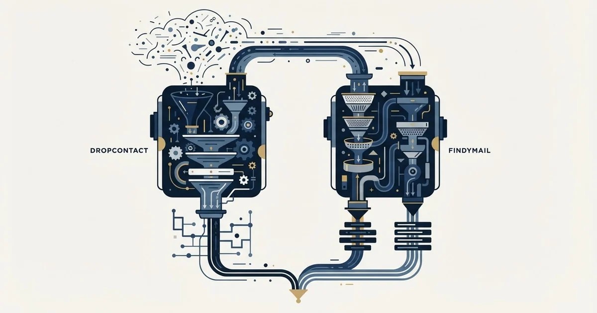 Editorial illustration for Dropcontact vs Findymail