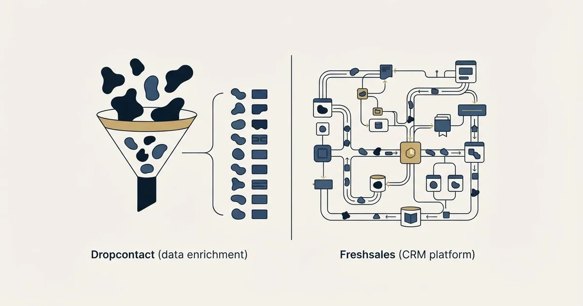 Editorial illustration for Dropcontact vs Freshsales