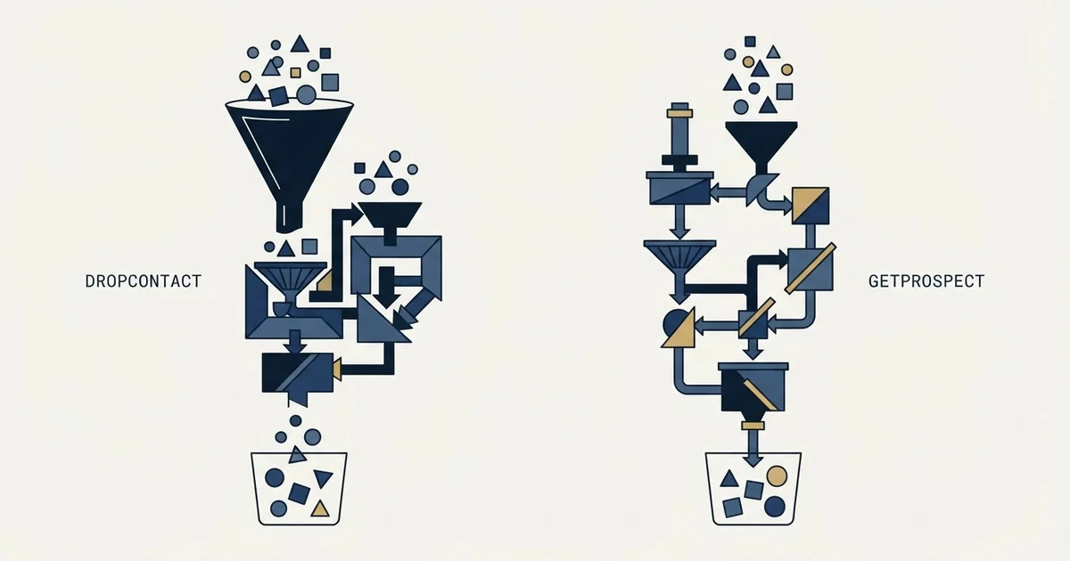 Editorial illustration for Dropcontact vs GetProspect