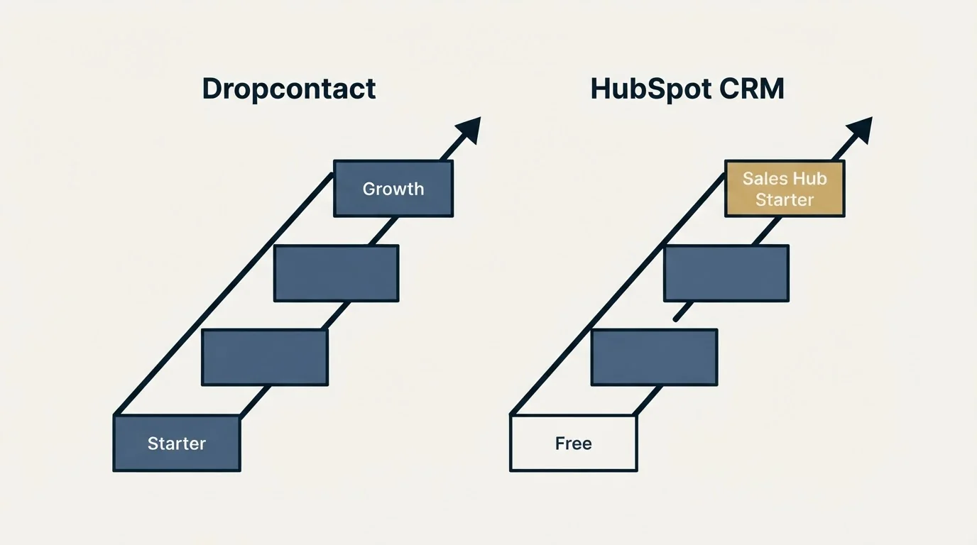 Pricing ladder: Pricing Comparison (Dropcontact, HubSpot CRM, Starter, Free)