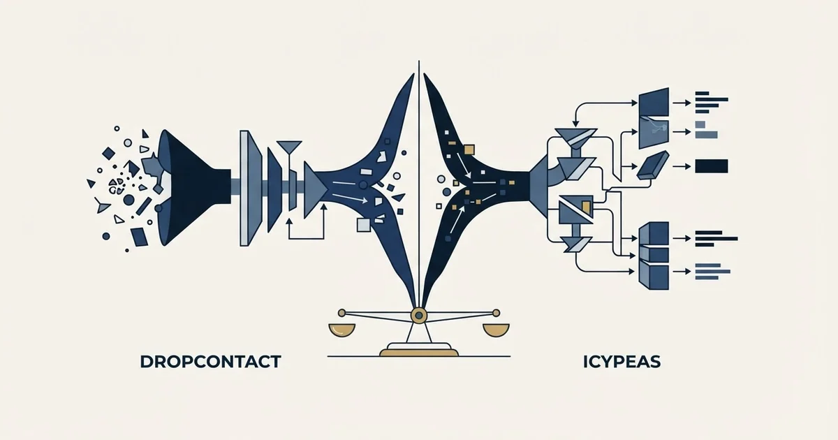 Editorial illustration for Dropcontact vs Icypeas