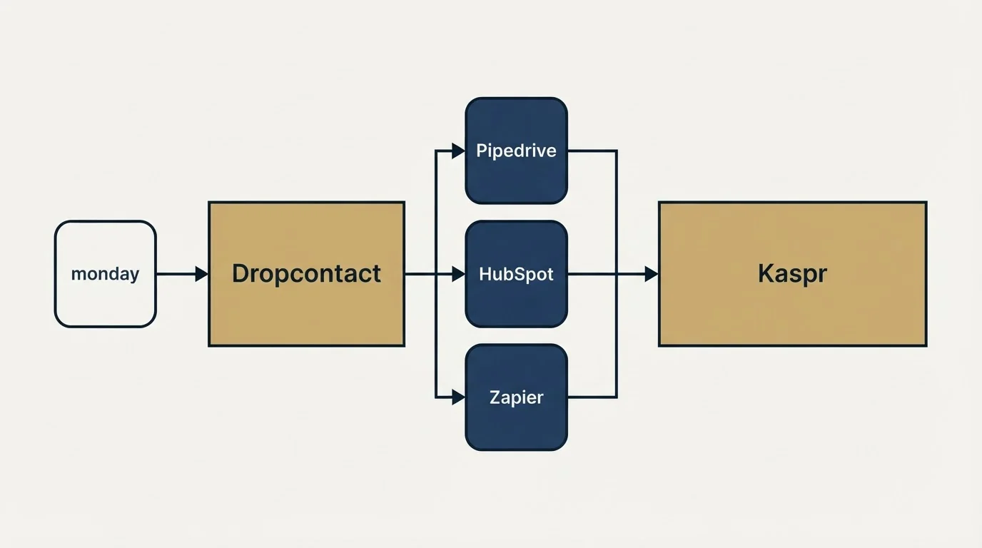 Integration flow: Integration Ecosystem (Dropcontact, Kaspr, Pipedrive, HubSpot)