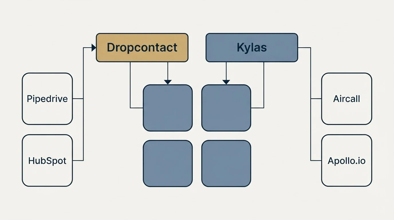 Integration grid: Integration Ecosystem (Dropcontact, Kylas, Pipedrive, Aircall)