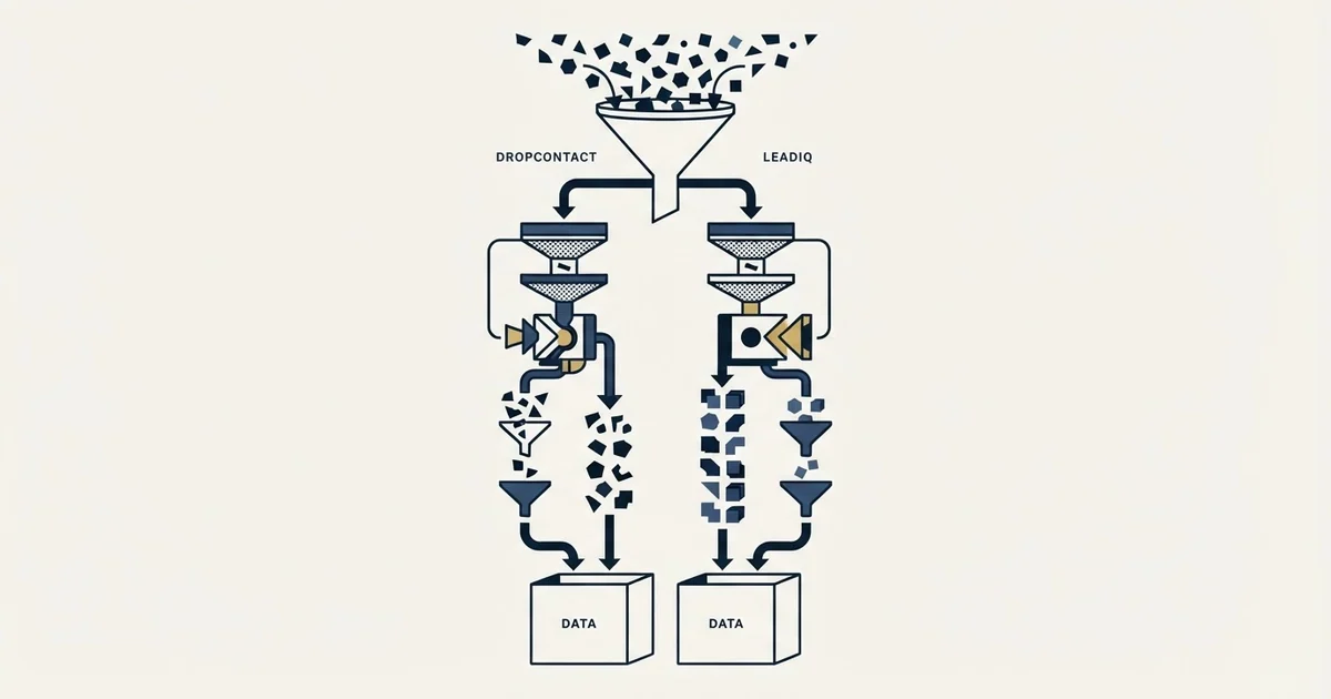 Editorial illustration for Dropcontact vs LeadIQ
