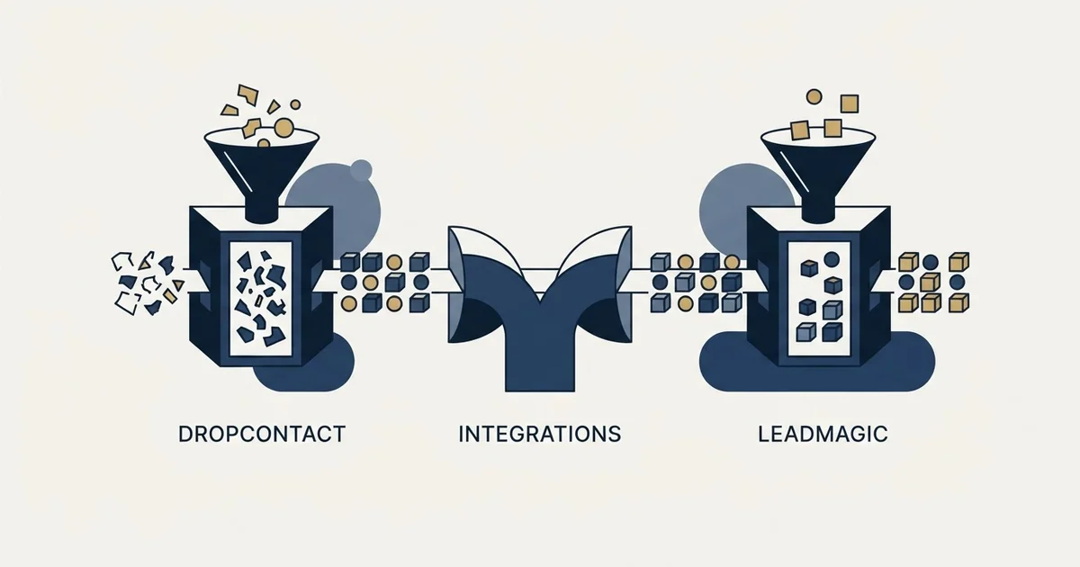 Editorial illustration for Dropcontact vs LeadMagic