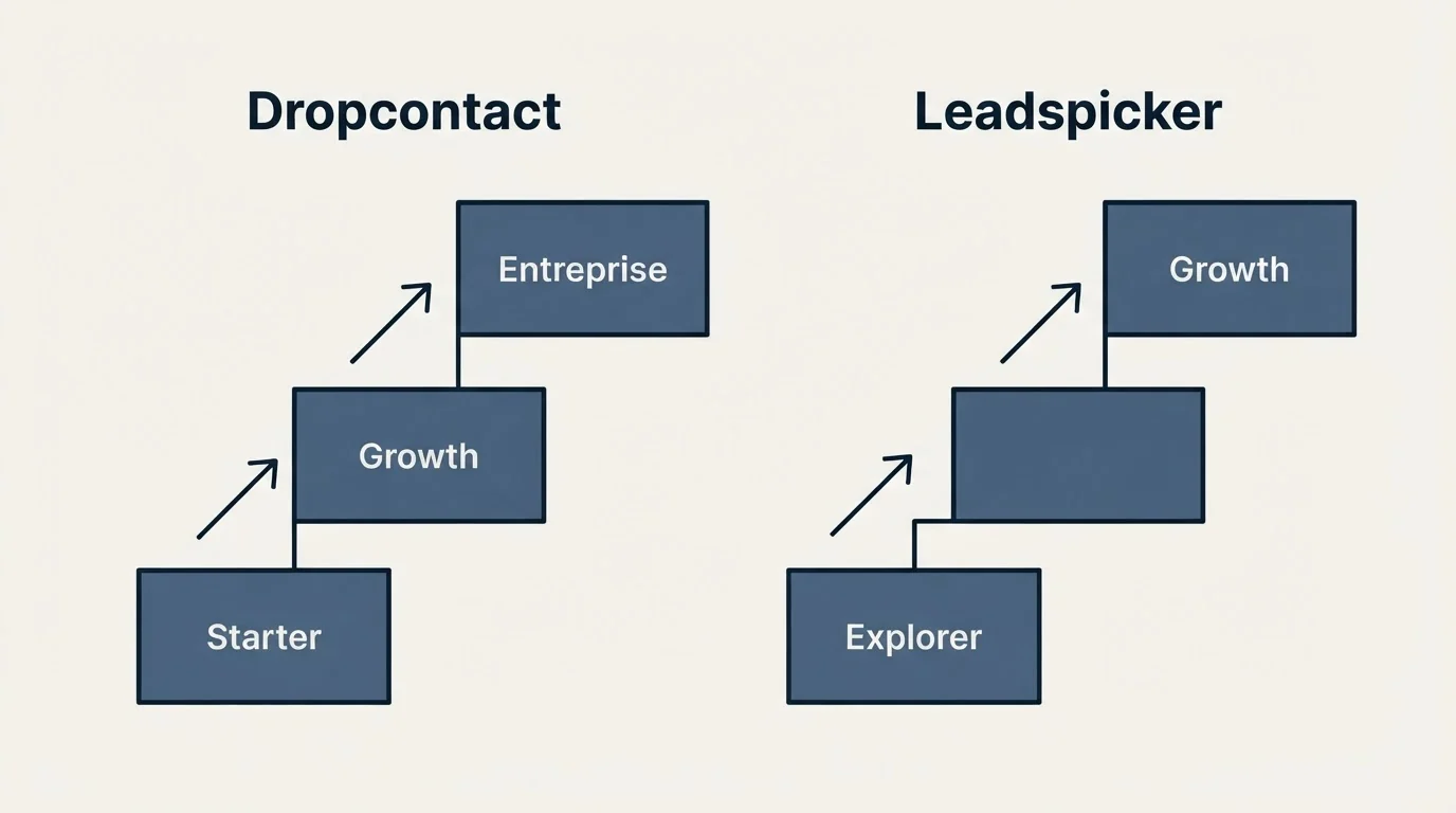 Pricing ladder: Pricing Comparison (Dropcontact, Leadspicker, Starter, Explorer)