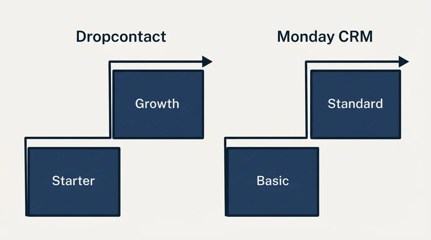 Pricing ladder: Pricing Comparison (Dropcontact, Monday CRM, Starter, Basic)