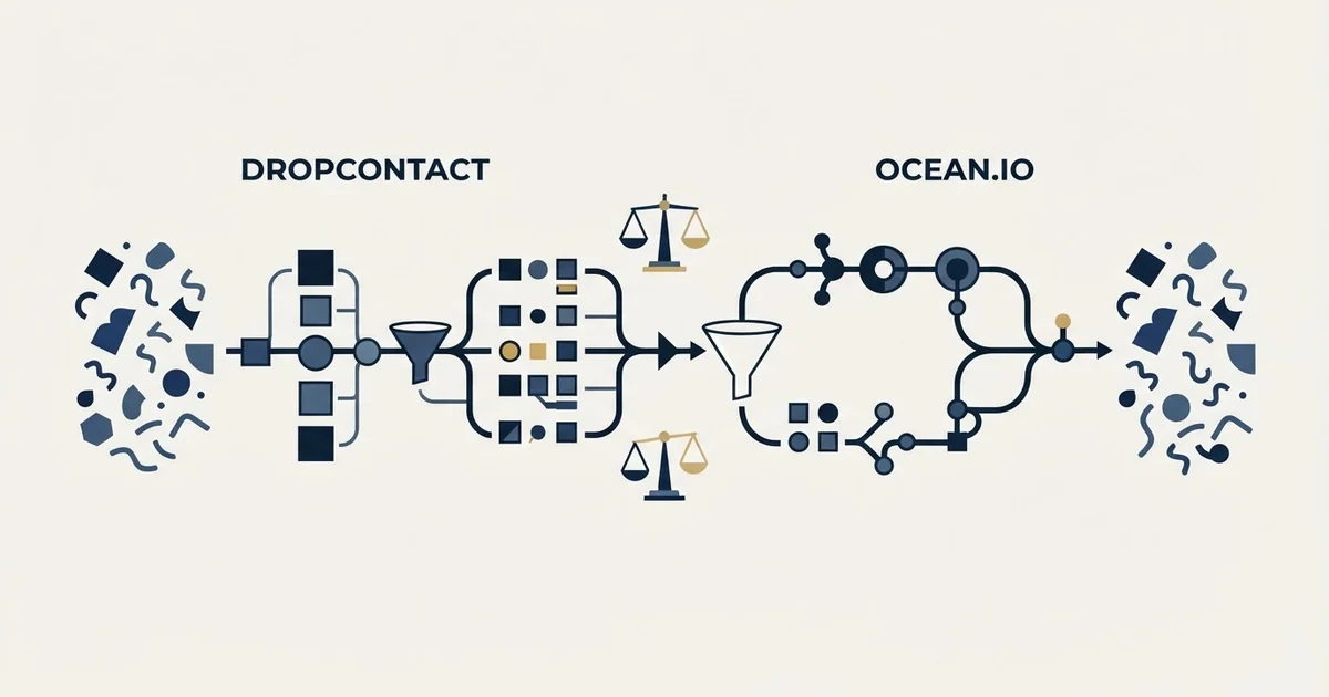 Editorial illustration for Dropcontact vs Ocean.io