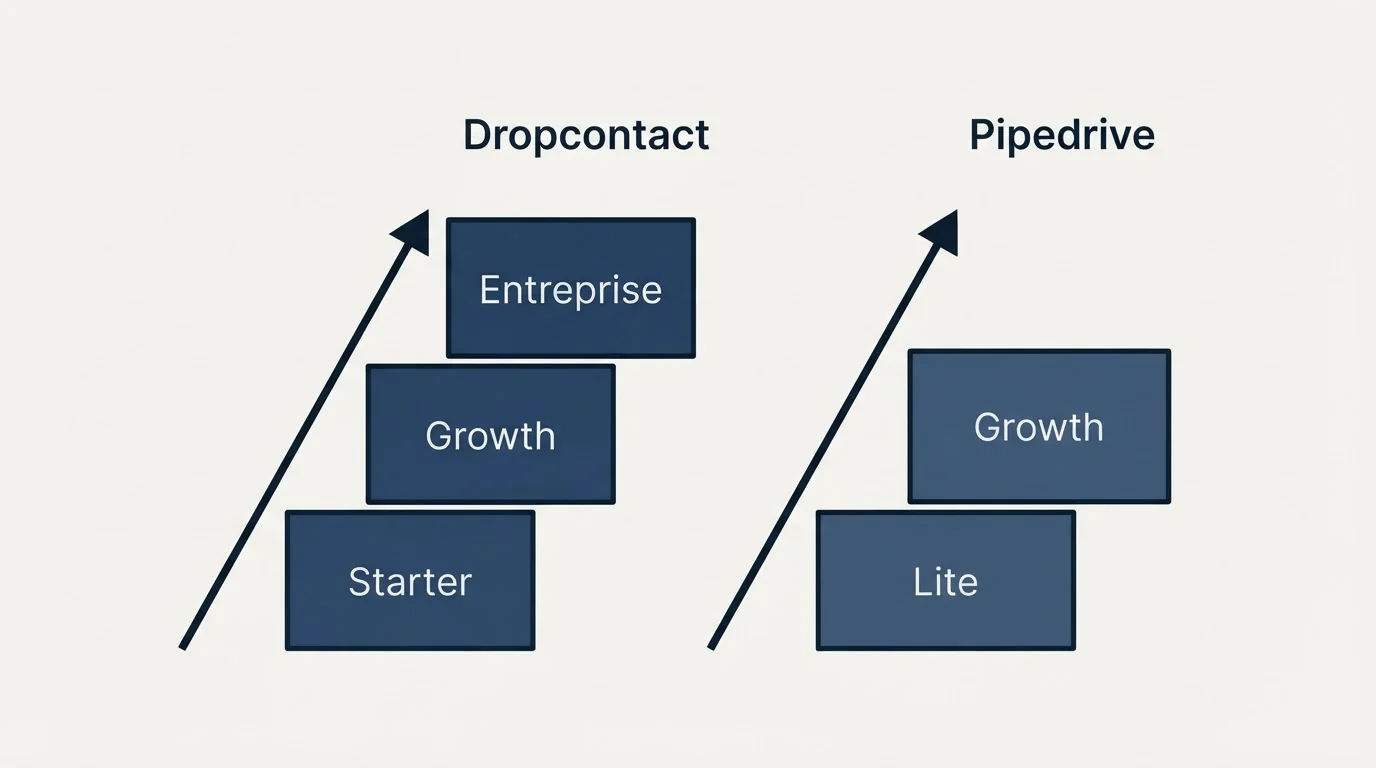 Pricing ladder: Pricing Comparison (Dropcontact, Pipedrive, Starter, Lite)