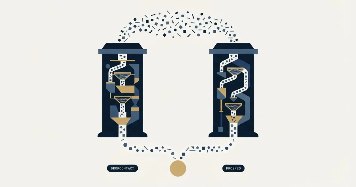 Editorial illustration for Dropcontact vs Prospeo