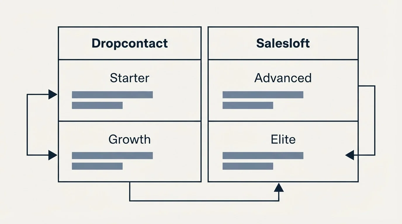 Pricing table: Pricing Comparison (Dropcontact, Salesloft, Starter, Advanced)