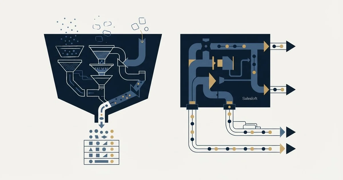 Editorial illustration for Dropcontact vs Salesloft
