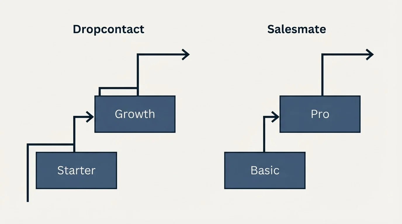 Pricing ladder: Pricing Comparison (Dropcontact, Salesmate, Starter, Basic)
