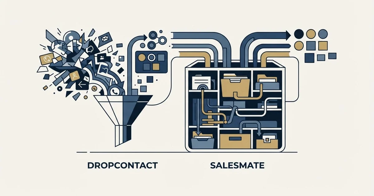 Editorial illustration for Dropcontact vs Salesmate