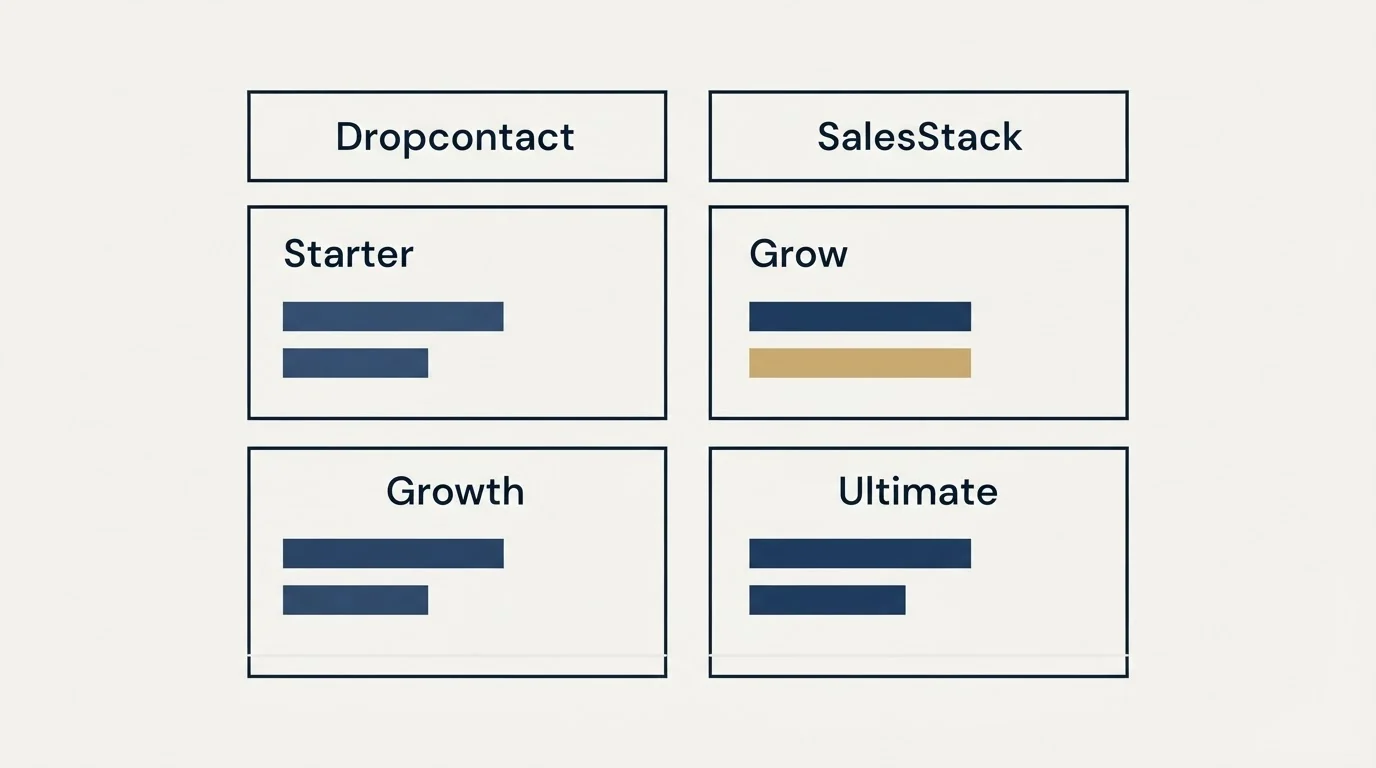 Pricing table: Pricing Comparison (Dropcontact, SalesStack, Starter, Grow)