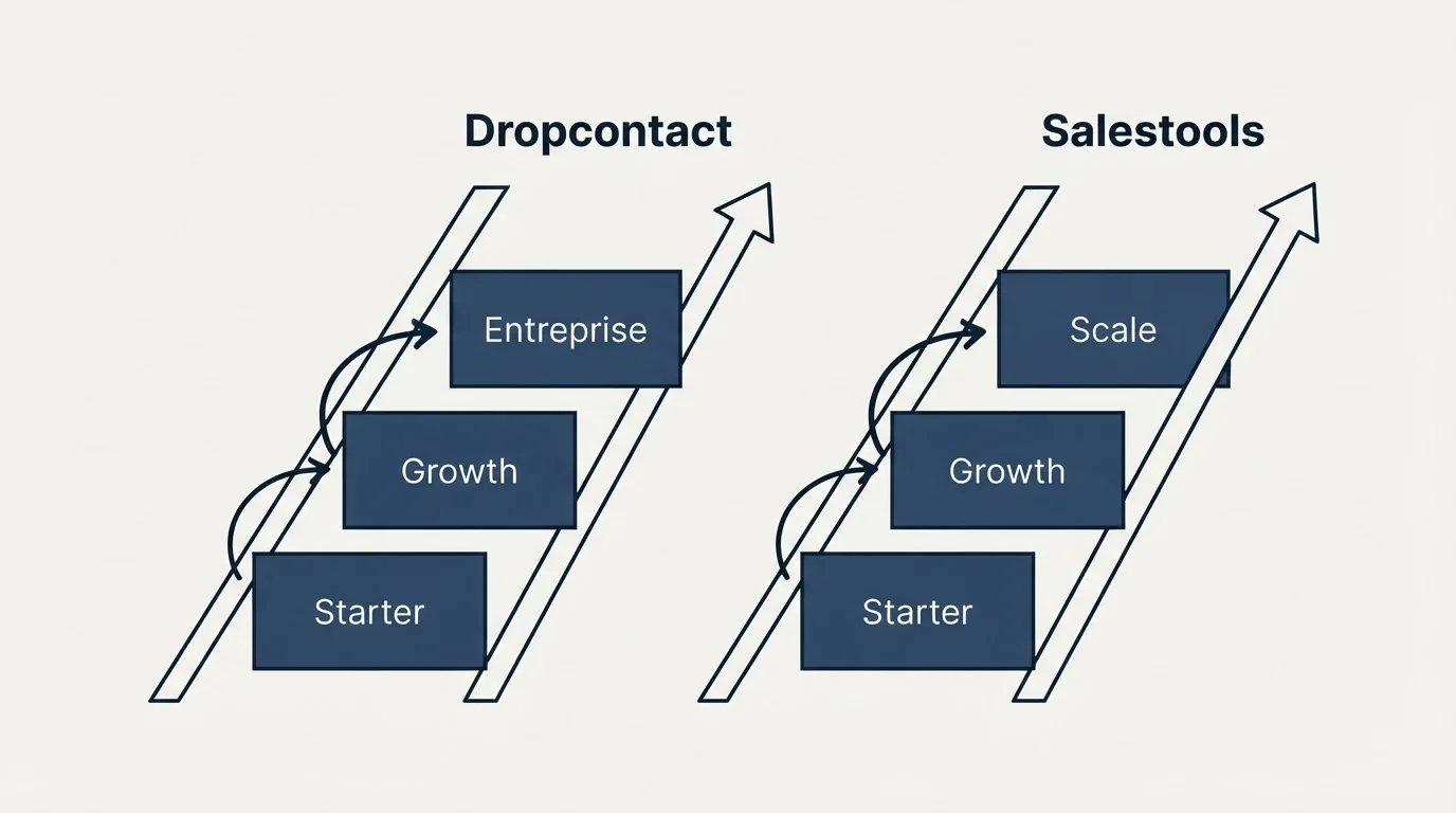 Pricing ladder: Pricing Comparison (Dropcontact, Salestools, Starter, Growth)
