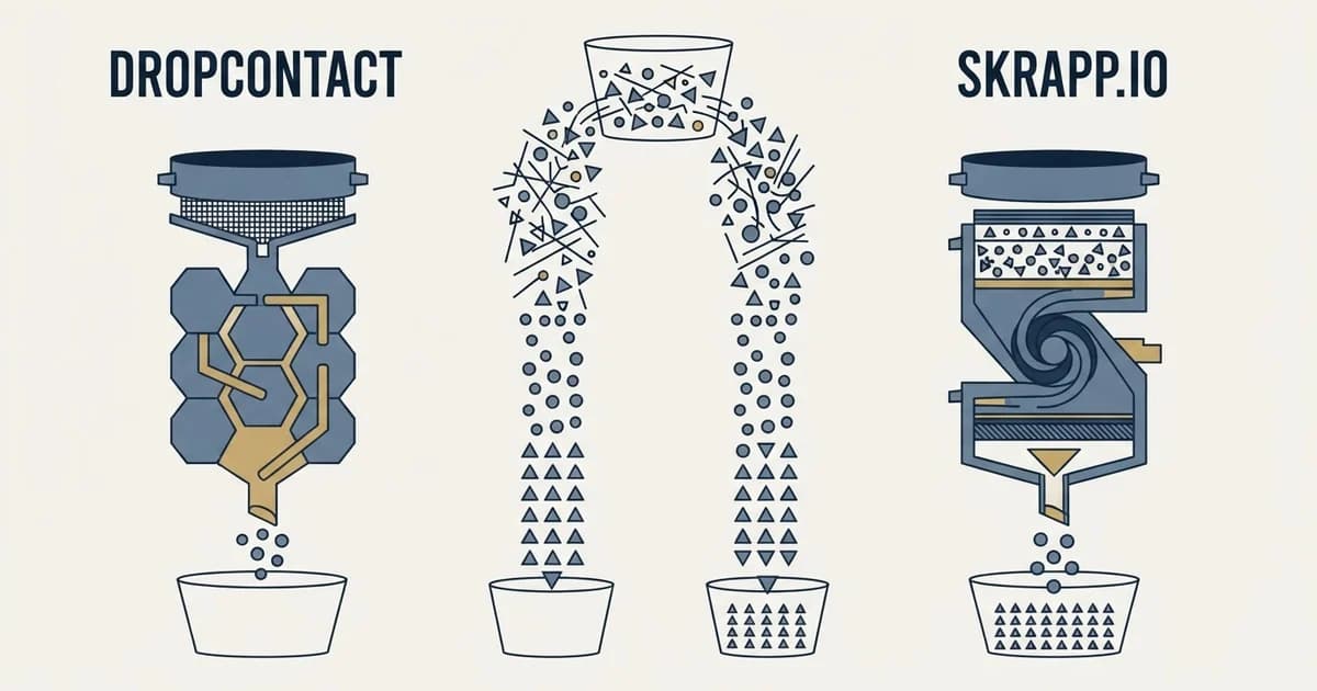 Editorial illustration for Dropcontact vs Skrapp.io