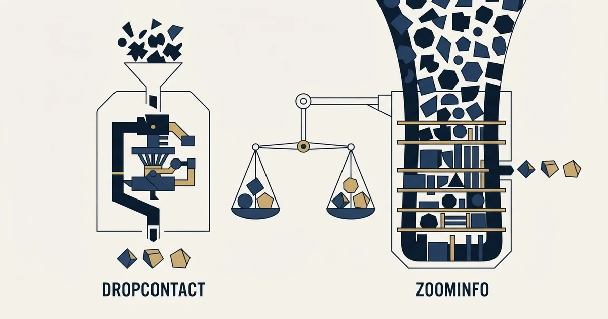 Editorial illustration for Dropcontact vs ZoomInfo