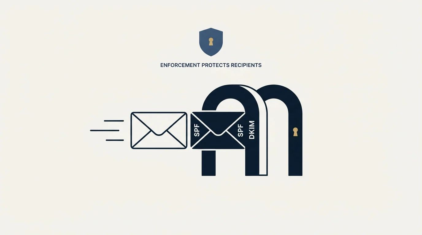 Section illustration: How DMARC works, step by step