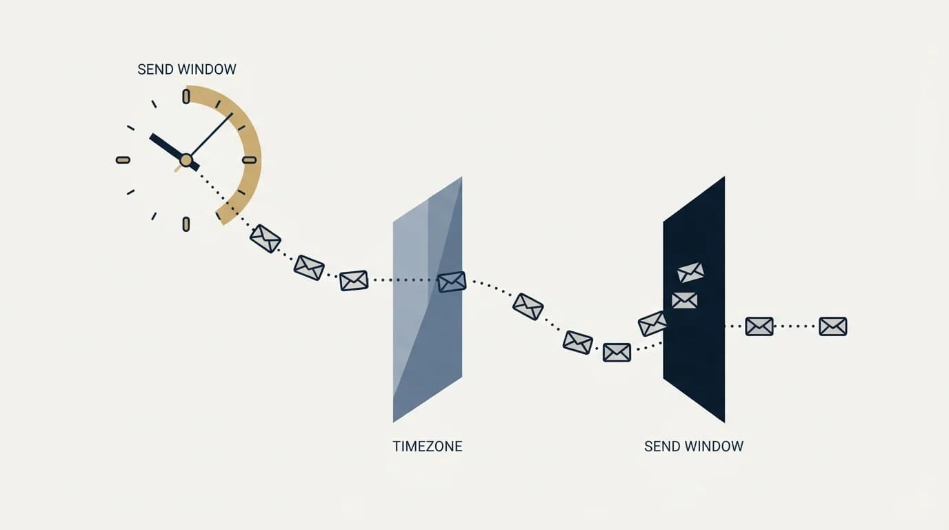 Section illustration: Scheduling, send windows and the timezone problem