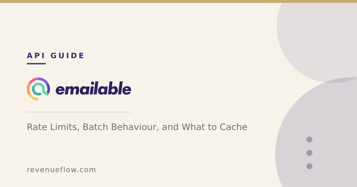 Branded cover: The Emailable API: Rate Limits, Batch Behaviour, and What to Cache
