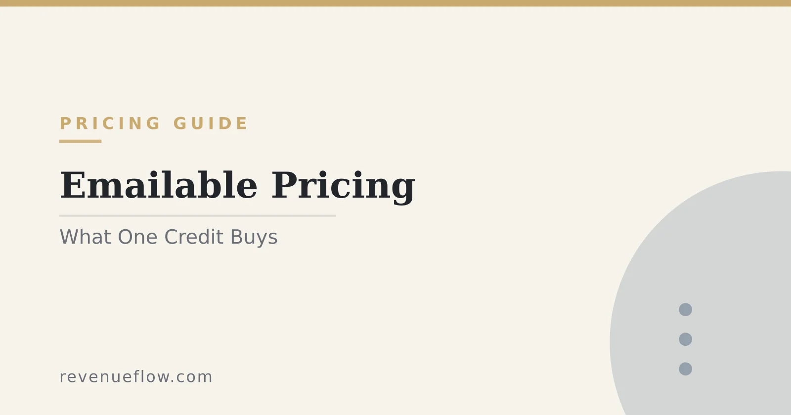Branded cover: Emailable Pricing: What One Credit Buys and Which Price the Page Shows You