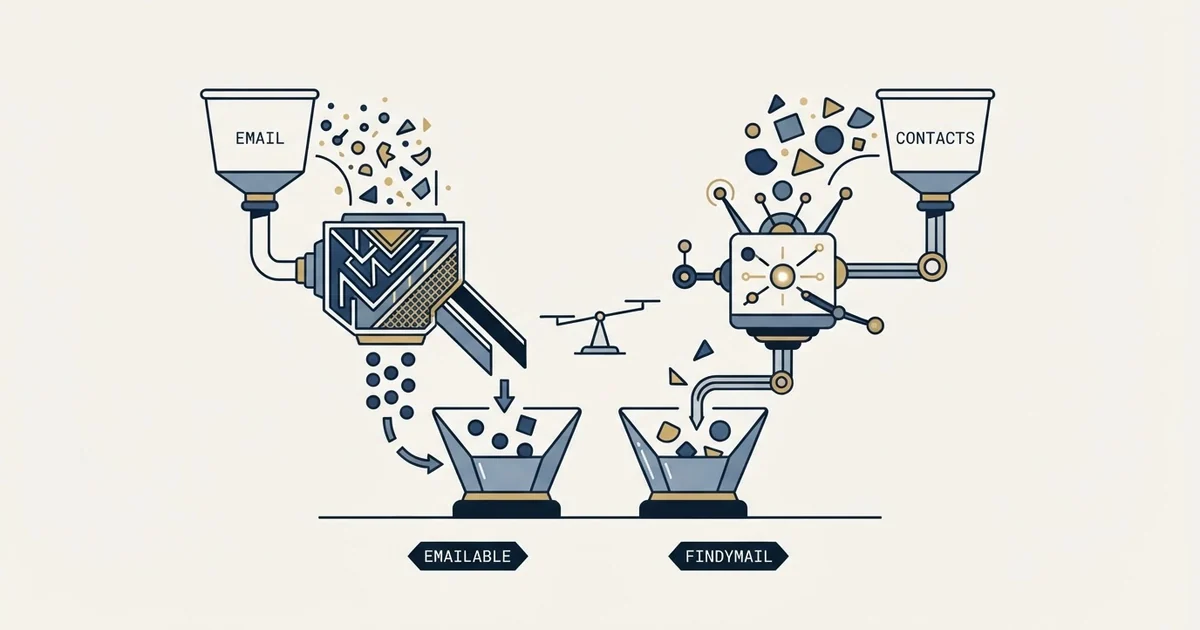 Editorial illustration for Emailable vs Findymail