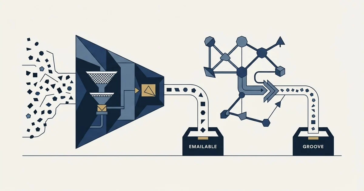 Editorial illustration for Emailable vs Groove by Clari