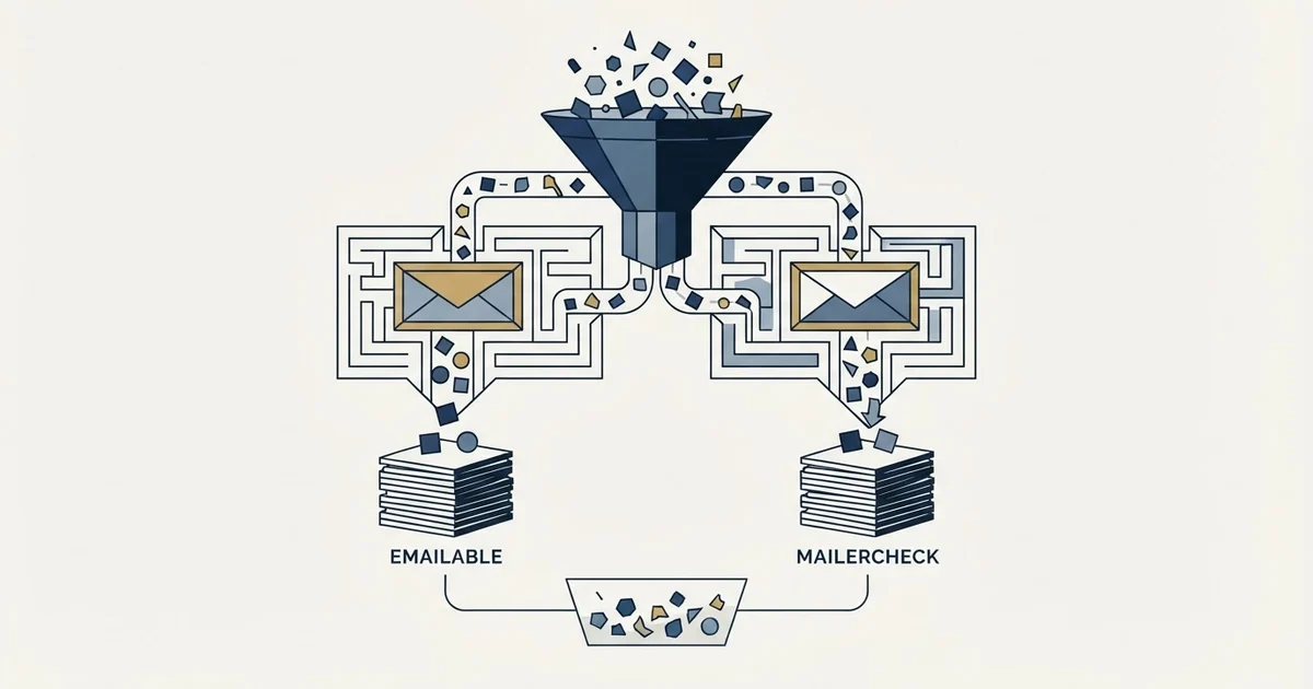 Editorial illustration for Emailable vs MailerCheck