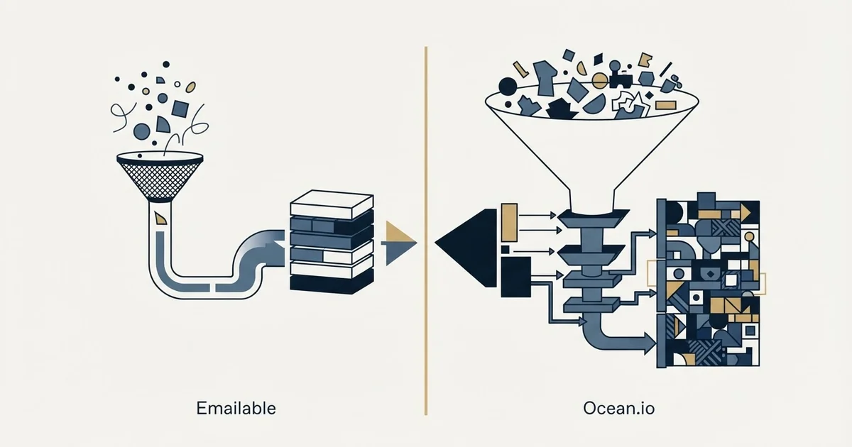 Editorial illustration for Emailable vs Ocean.io