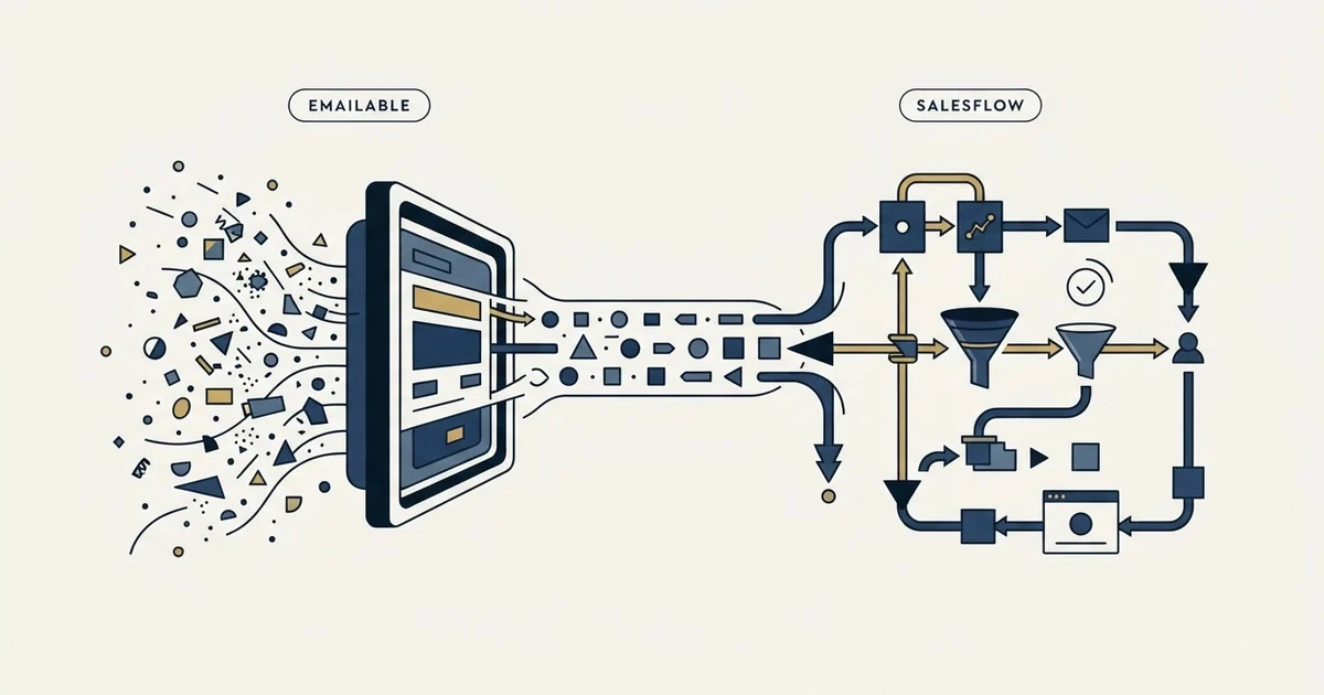 Editorial illustration for Emailable vs Salesflow