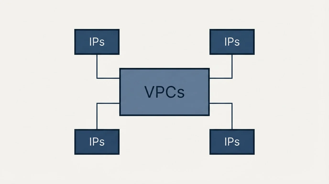 Schematic: What the infrastructure claim is and is not (VPCs, IPs)
