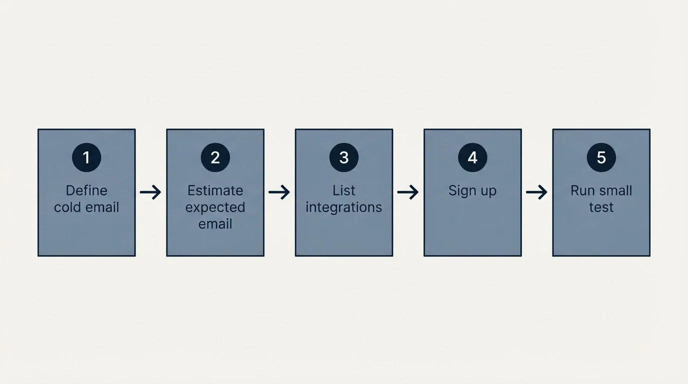 Step sequence: Getting Started Checklist (Define cold email, Estimate expected email, List integrations, Sign up)