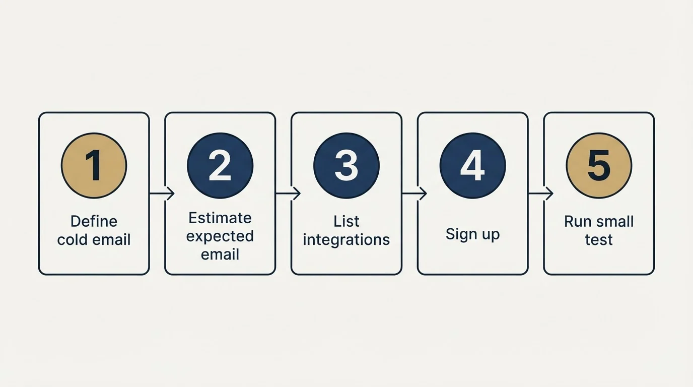 Step sequence: Getting Started Checklist (Define cold email, Estimate expected email, List integrations, Sign up)