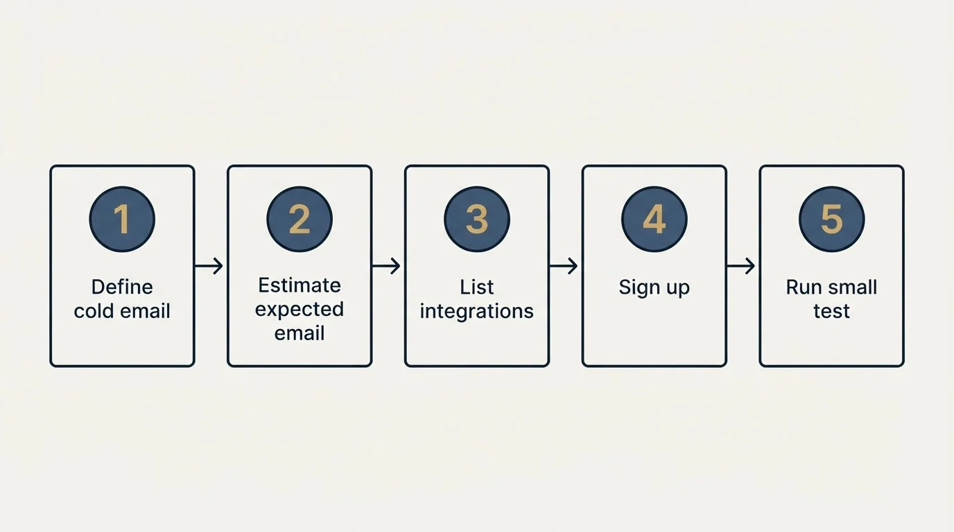 Step sequence: Getting Started Checklist (Define cold email, Estimate expected email, List integrations, Sign up)