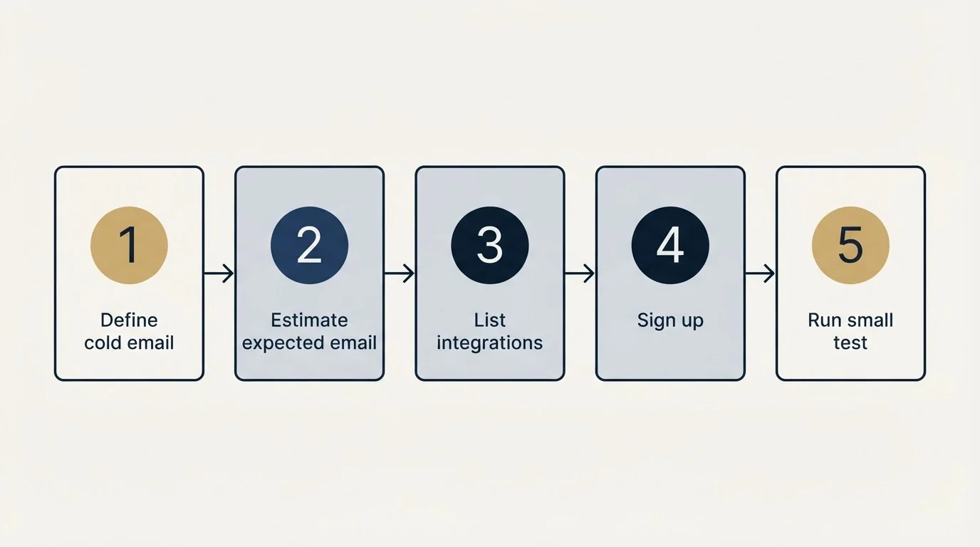 Step sequence: Getting Started Checklist (Define cold email, Estimate expected email, List integrations, Sign up)