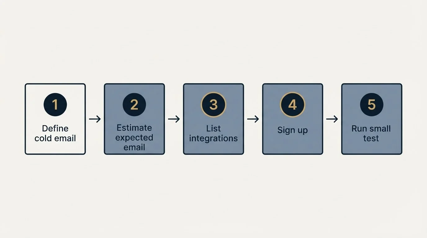 Step sequence: Getting Started Checklist (Define cold email, Estimate expected email, List integrations, Sign up)