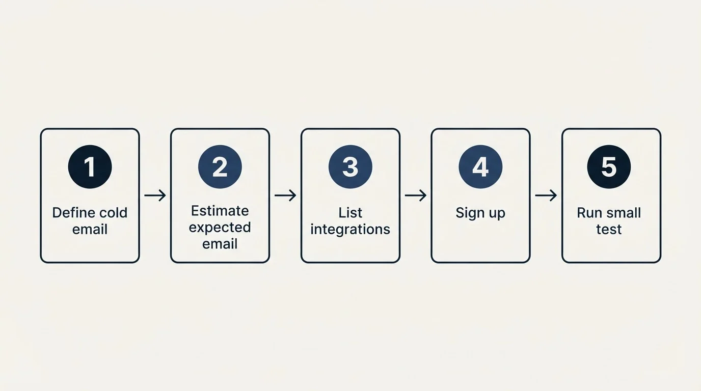 Step sequence: Getting Started Checklist (Define cold email, Estimate expected email, List integrations, Sign up)