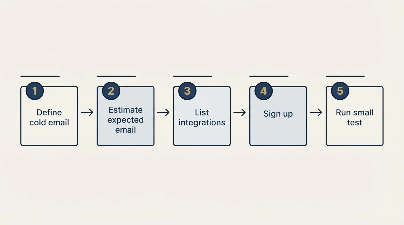 Step sequence: Getting Started Checklist (Define cold email, Estimate expected email, List integrations, Sign up)