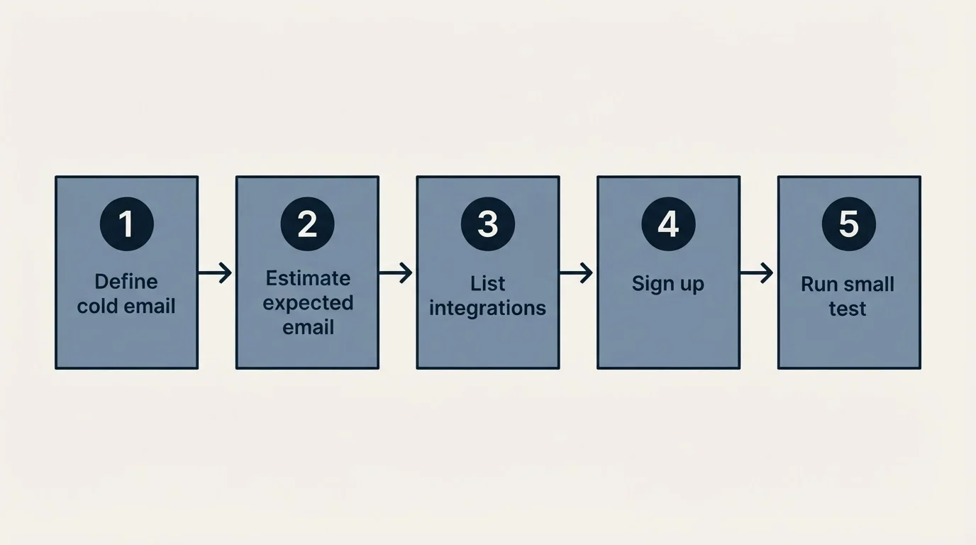 Step sequence: Getting Started Checklist (Define cold email, Estimate expected email, List integrations, Sign up)