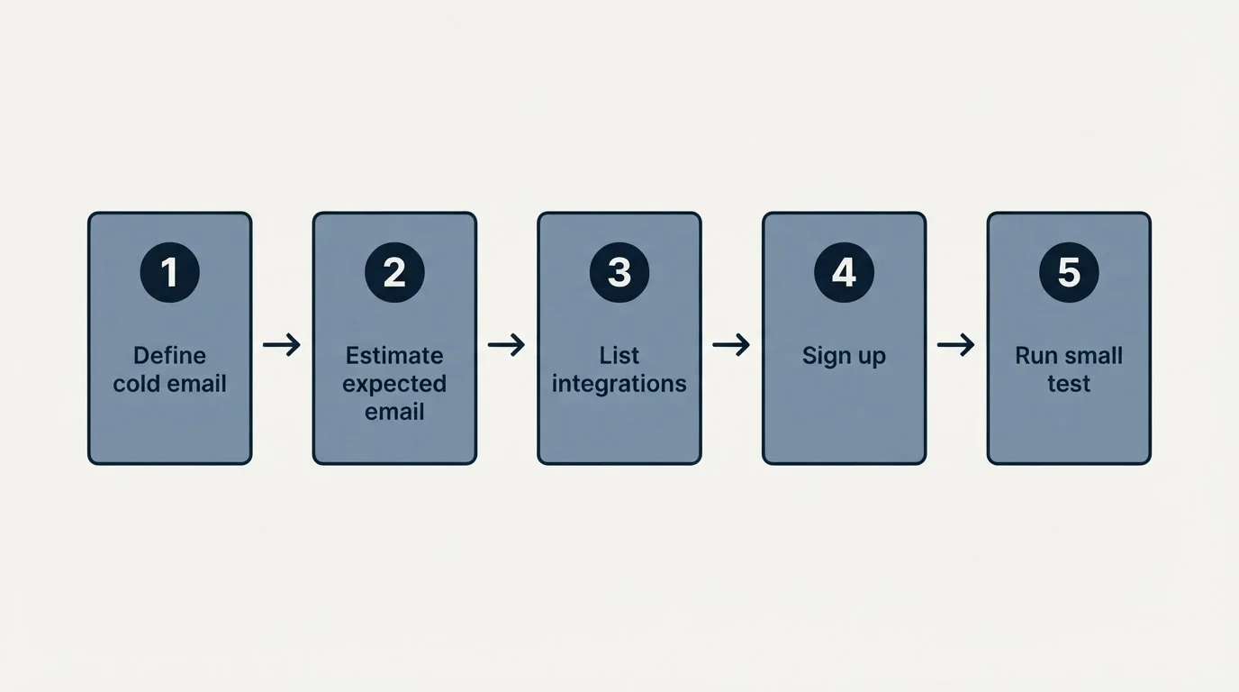 Step sequence: Getting Started Checklist (Define cold email, Estimate expected email, List integrations, Sign up)