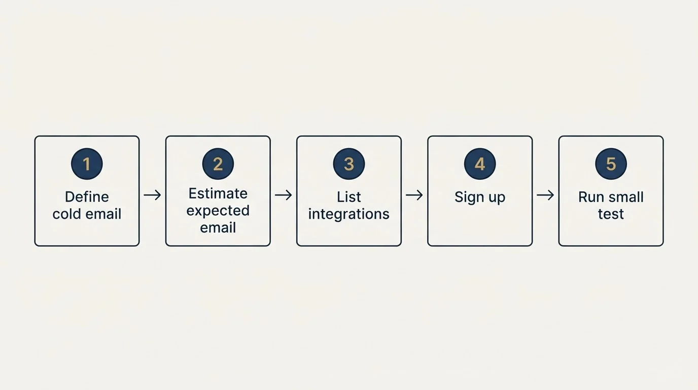 Step sequence: Getting Started Checklist (Define cold email, Estimate expected email, List integrations, Sign up)