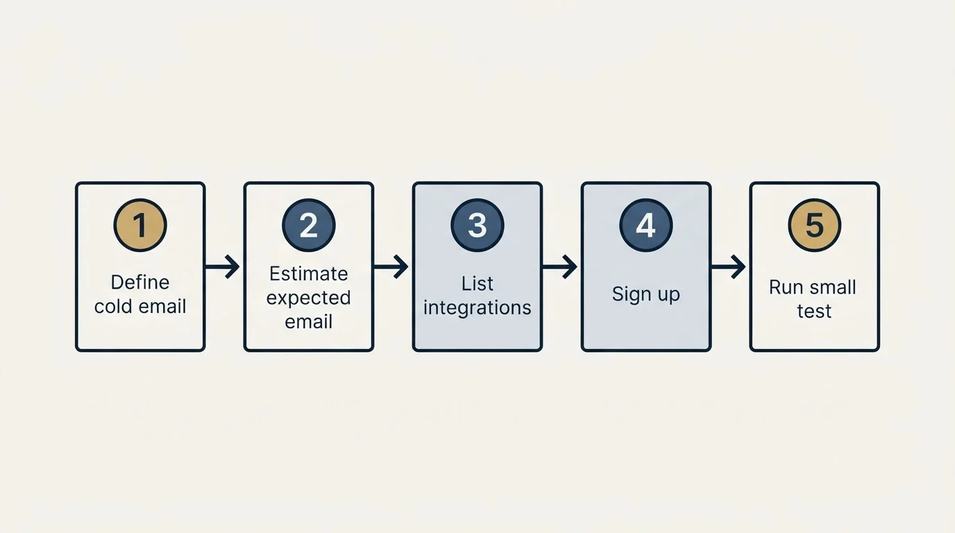 Step sequence: Getting Started Checklist (Define cold email, Estimate expected email, List integrations, Sign up)