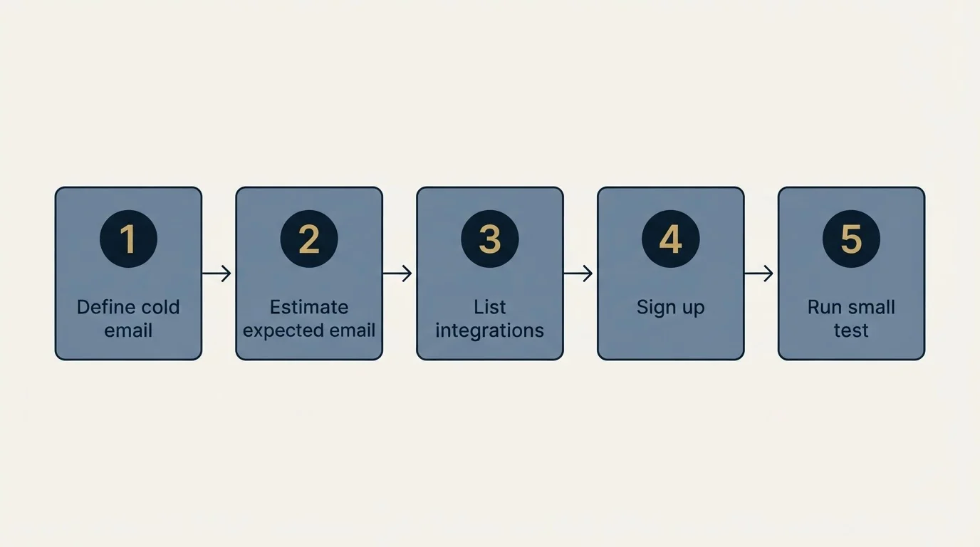 Step sequence: Getting Started Checklist (Define cold email, Estimate expected email, List integrations, Sign up)