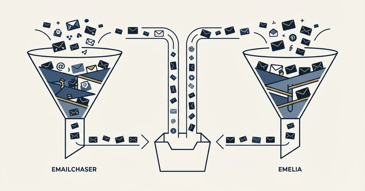Editorial illustration for Emailchaser vs Emelia