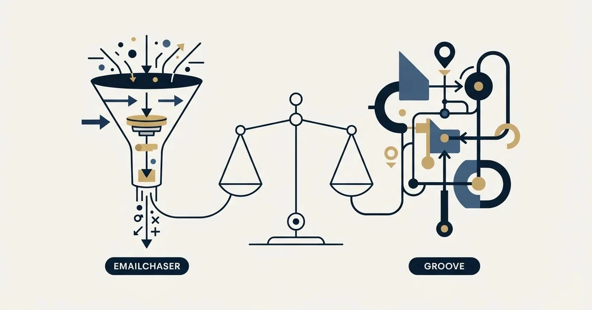 Editorial illustration for Emailchaser vs Groove by Clari