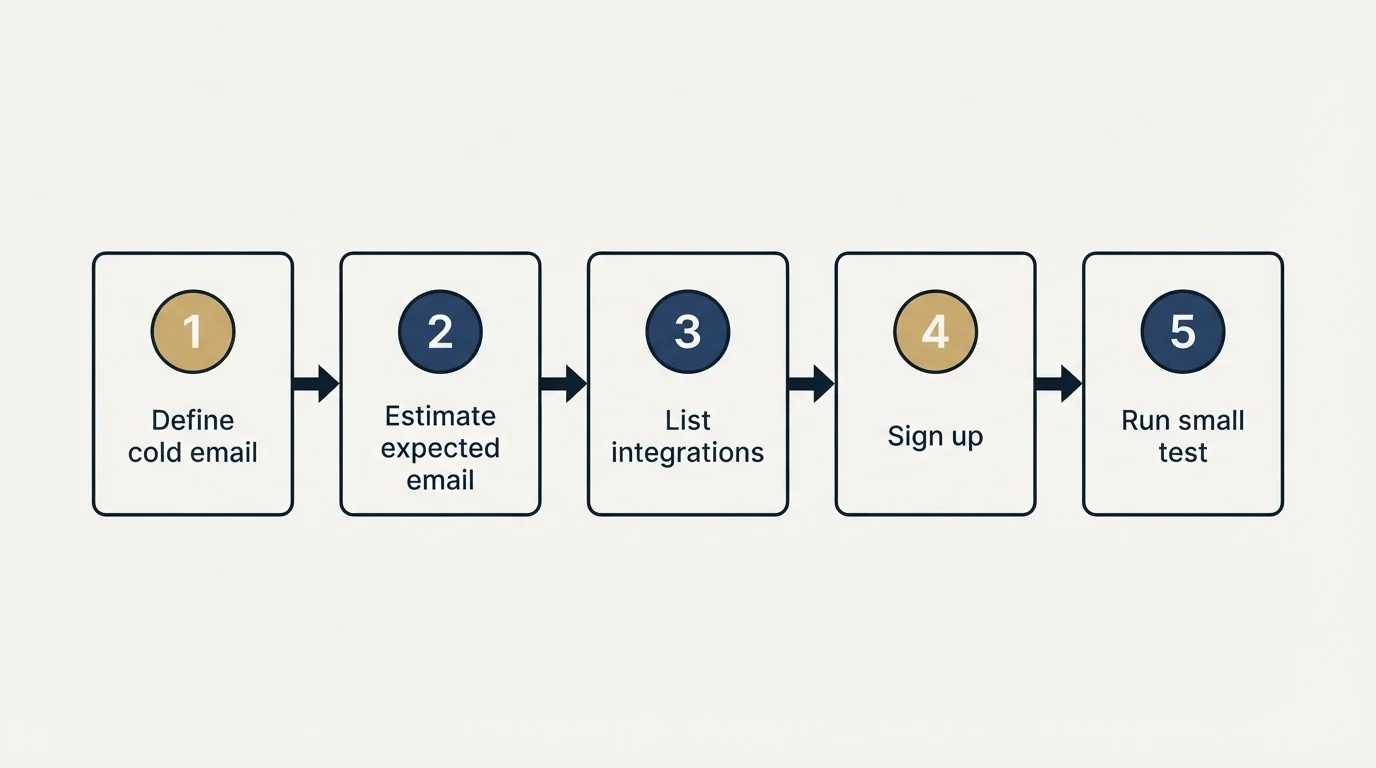 Step sequence: Getting Started Checklist (Define cold email, Estimate expected email, List integrations, Sign up)